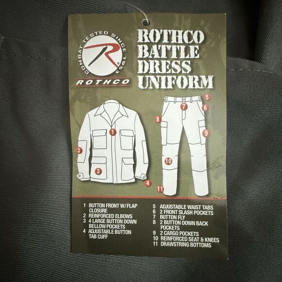 NWT Rothco Military Tactical Charcoal‎ Grey BDU Fatigue Cargo Pants Men's Size S - Picture 3 of 9